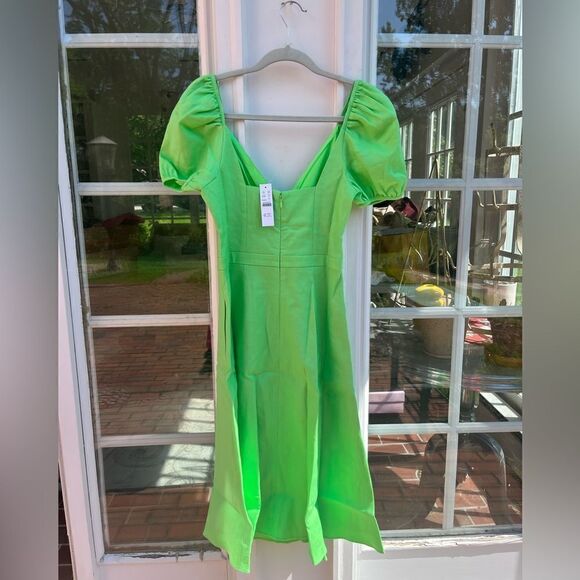 J Crew Puff Sleeve V-Neck Midi Stretch Linen Dress NWT - Picture 11 of 11